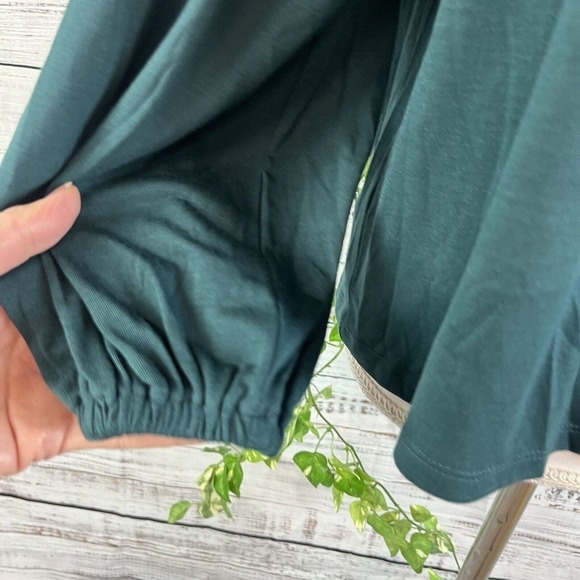 Ann Taylor Blouse Top sz Extra Small Teal Jersey Smocking Prairie Modest Stretch - Picture 8 of 14